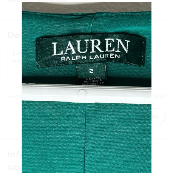 RALPH LAUREN Emerald Green Midi Ruched And Sleeveless Dress 2 . - Picture 5 of 8